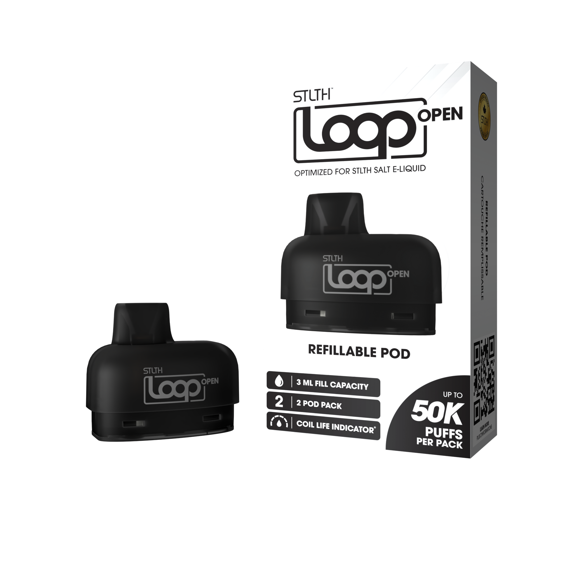 STLTH LOOP OPEN POD 2 Pack 3ML - Black