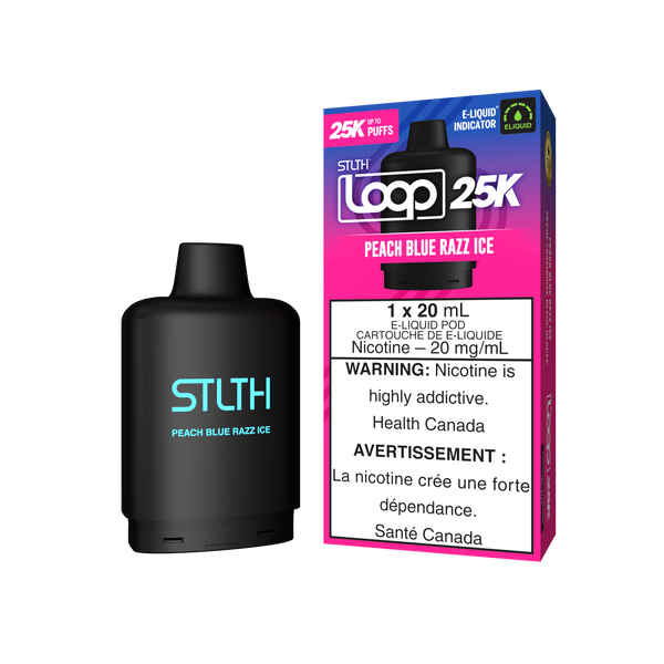 peach blue slushy vape STLTH LOOP 25K Pod Pack Sour Blue Dust - VUSE EPOD 2+ SOLO Flavor:Mellow Man